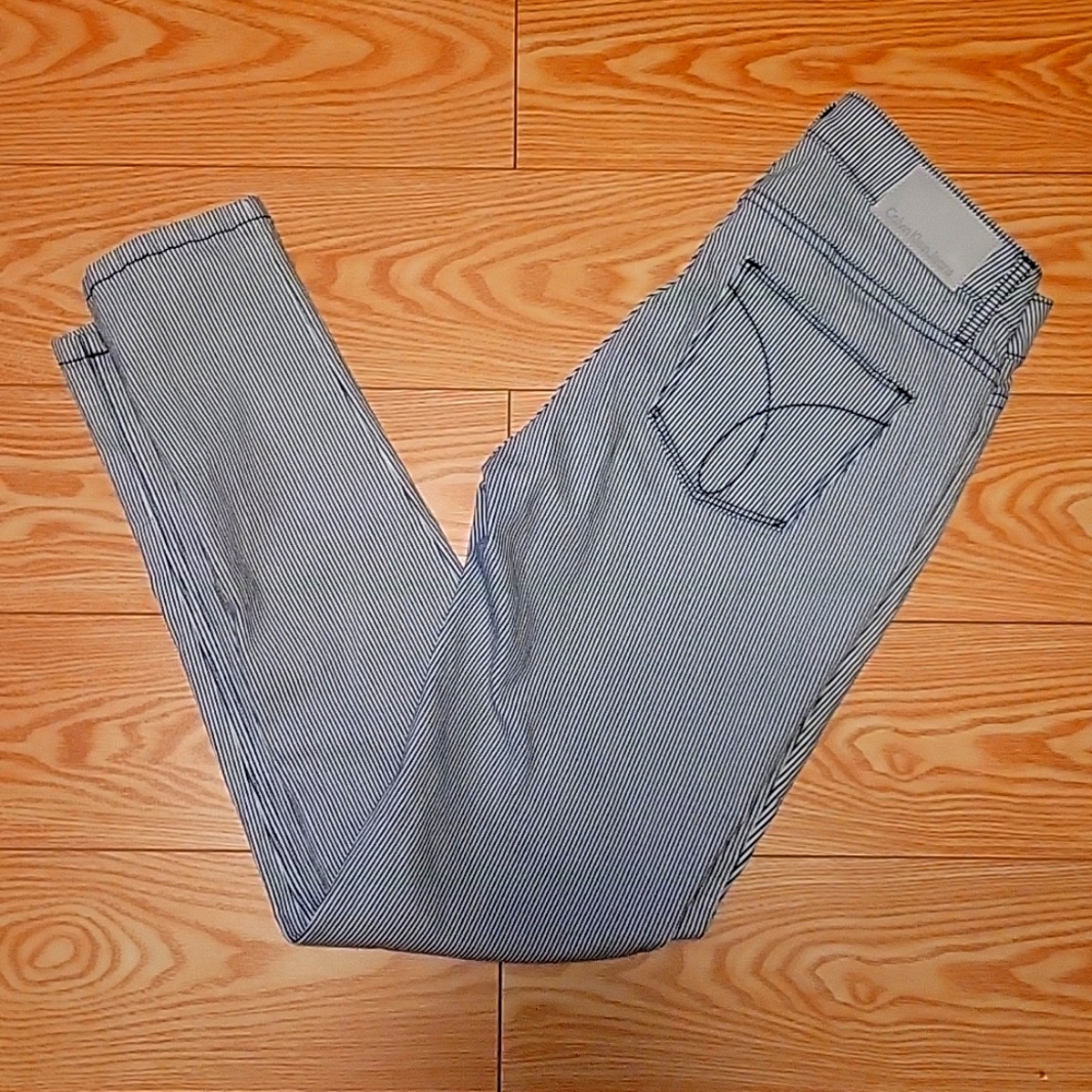 Calvin Klein striped jeans, size 2, NWOT